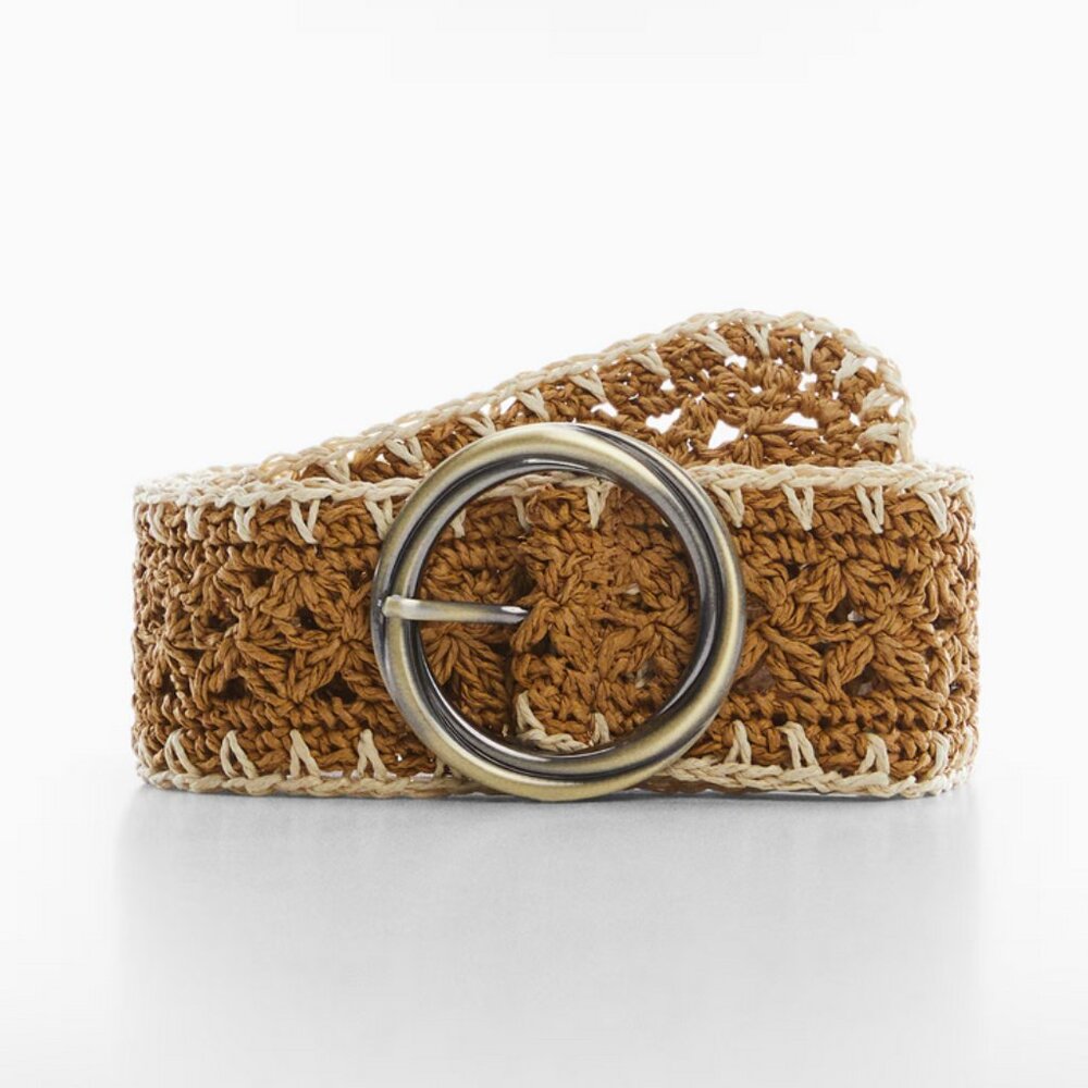 Mango Marta Braided Raffia Belt